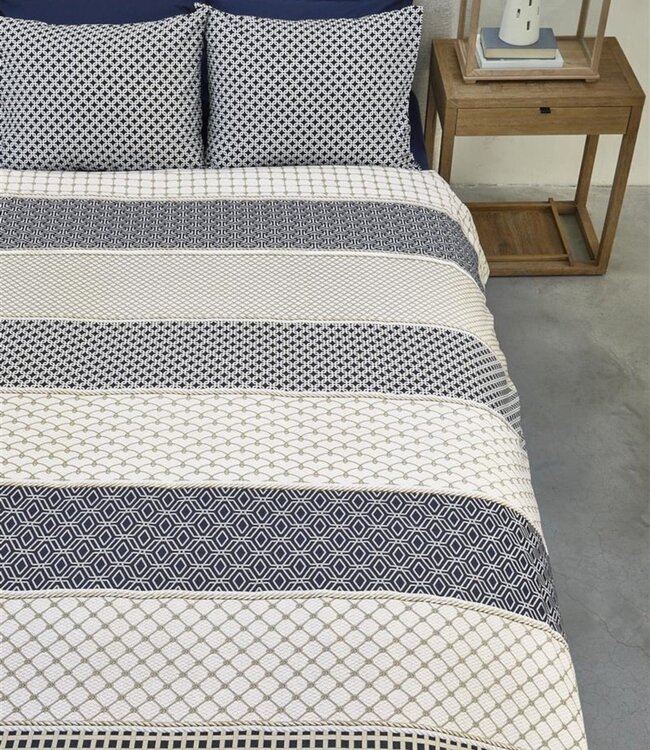Rivièra Maison Dekbedovertrek Ropes Marineblauw 200 x 200/220