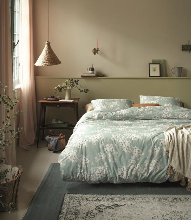 Ritzzly Dekbedovertrek met rits Blooming Flowers Blauw