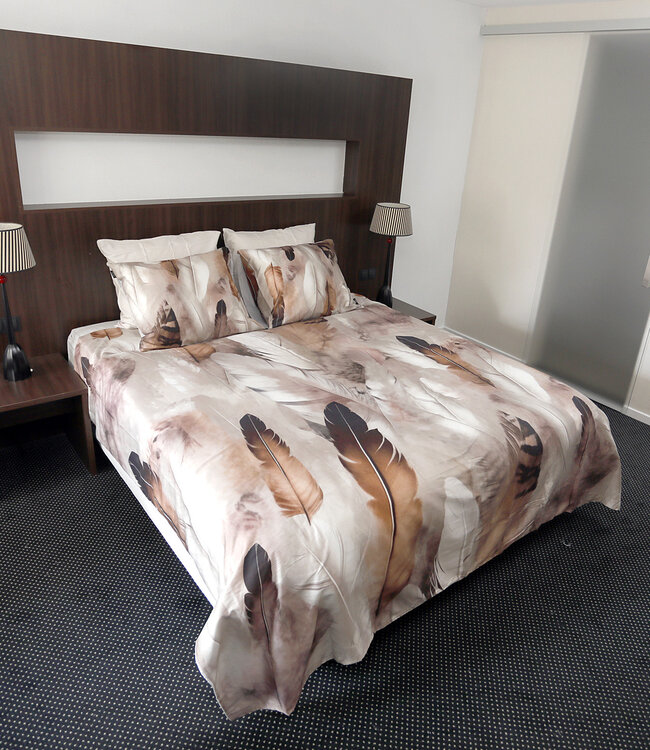 Ritzzz Dekbedovertrek met rits (3zijdes) Feathers Taupe