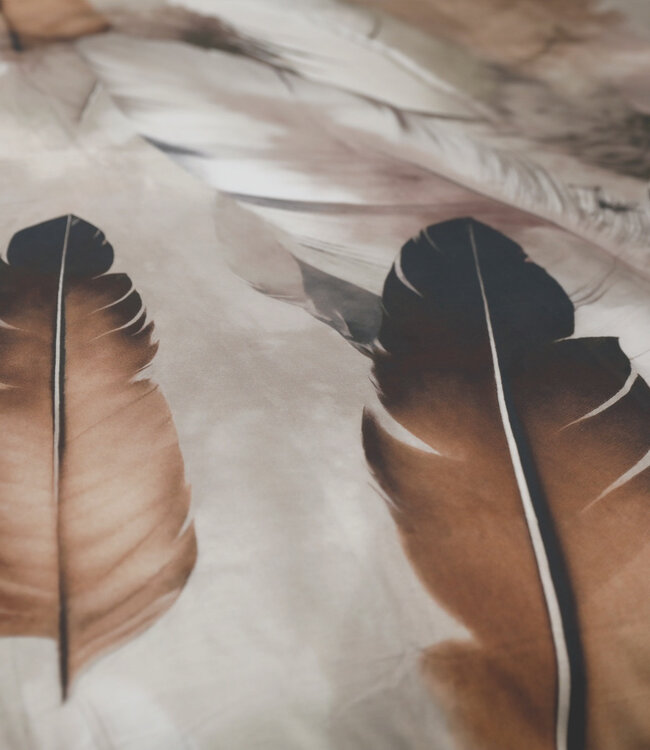 Ritzzz Dekbedovertrek met rits (3zijdes) Feathers Taupe