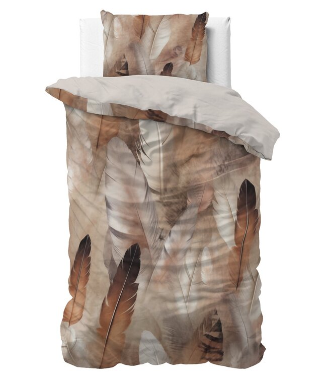 Ritzzz Dekbedovertrek met rits (3zijdes) Feathers Taupe