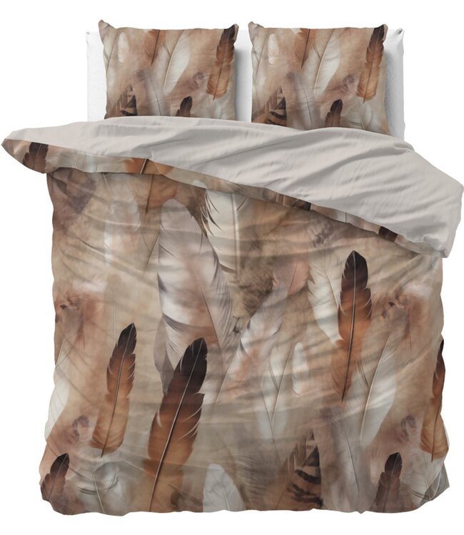 Ritzzz Dekbedovertrek met rits (3zijdes) Feathers Taupe