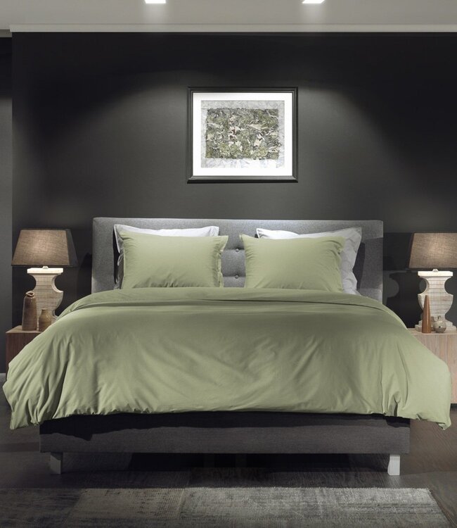 Yellow Dekbedovertrek Percale Silent Green 260 x 200/220