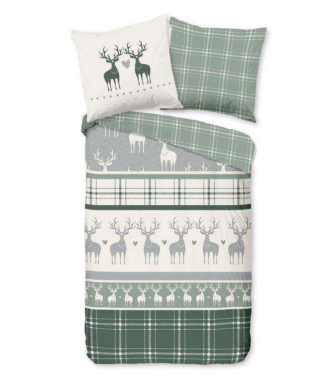 Goodmorning Dekbedovertrek Flanel Bjirk Green 140x200/220 - Copy