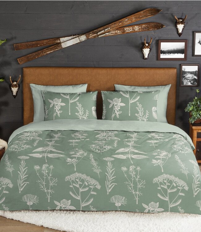 Ritzzly Dekbedovertrek met rits Flanel Herbs Green