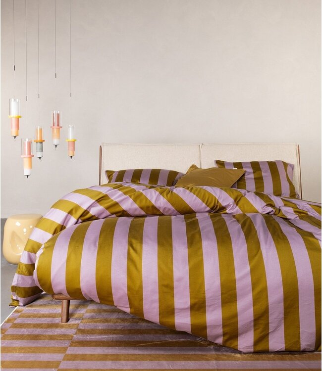 Essenza Dekbedovertrek Minte Stripe Pale Purple & Olive 260 x 200/220
