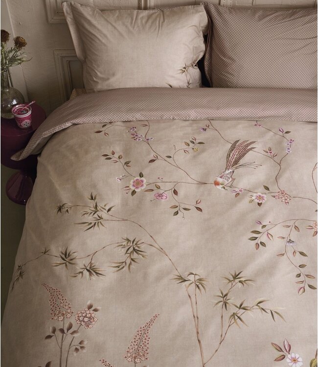 Pip Studio Dekbedovertrek Bamboo Blossom Khaki  240 x 200/220
