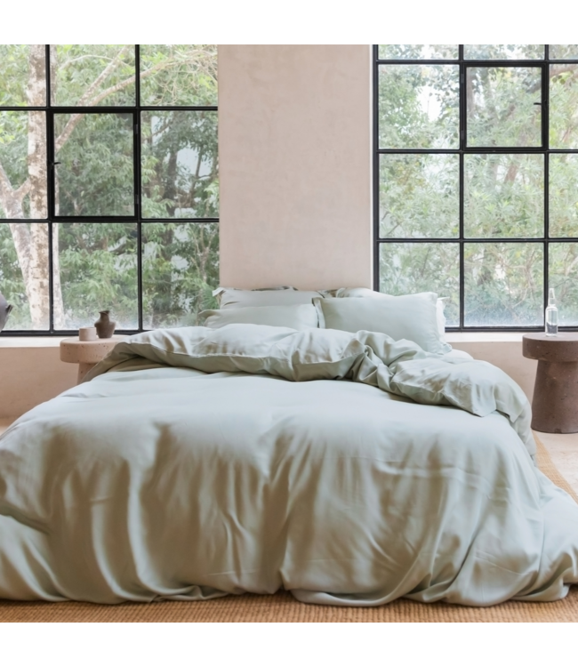 Coco & Cici Dekbedovertrek Tencel Satijn Grijs Groen