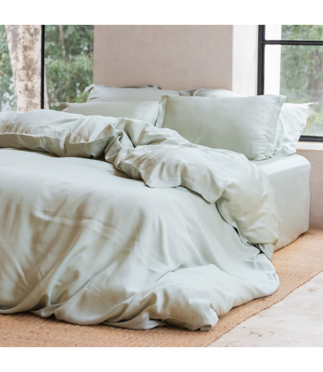 Coco & Cici Dekbedovertrek Tencel Satijn Grijs Groen