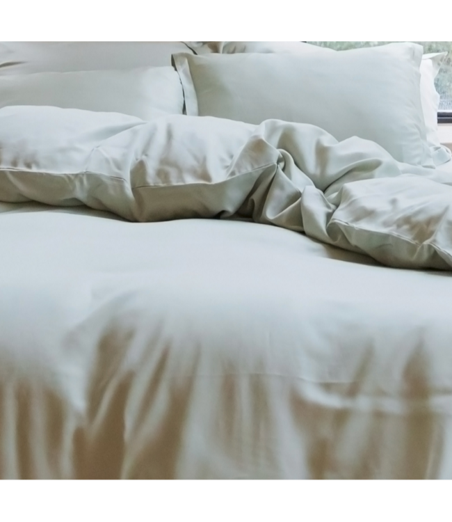 Coco & Cici Dekbedovertrek Tencel Satijn Grijs Groen