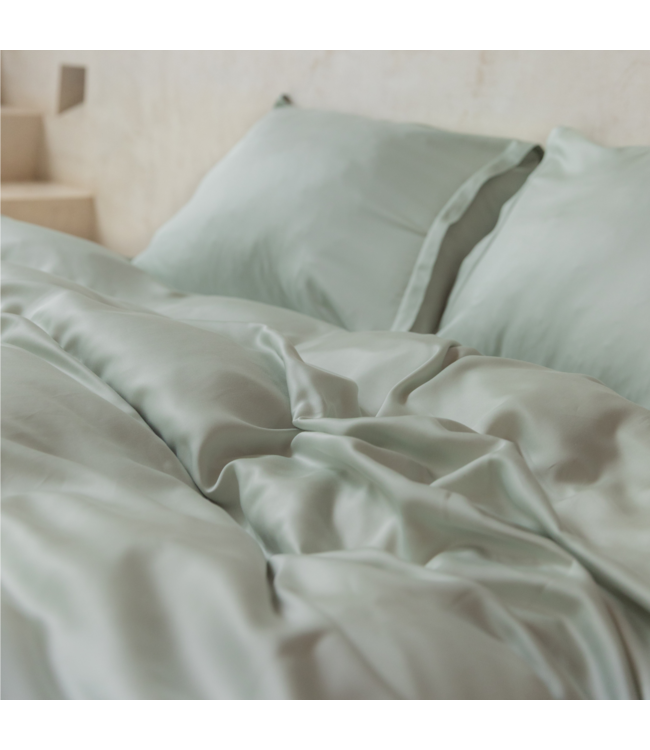 Coco & Cici Dekbedovertrek Tencel Satijn Grijs Groen