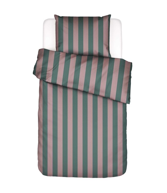 Essenza Dekbedovertrek Minte Stripe Woodrose & Dark Teal