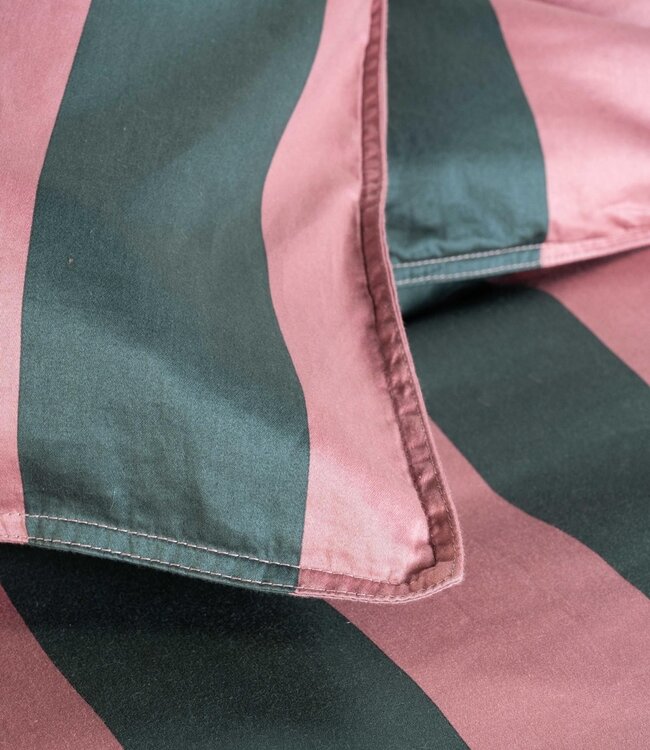 Essenza Dekbedovertrek Minte Stripe Woodrose & Dark Teal 200 x 200/220