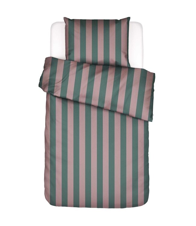 Essenza Dekbedovertrek Minte Stripe Woodrose & Dark Teal 140 x 200/220