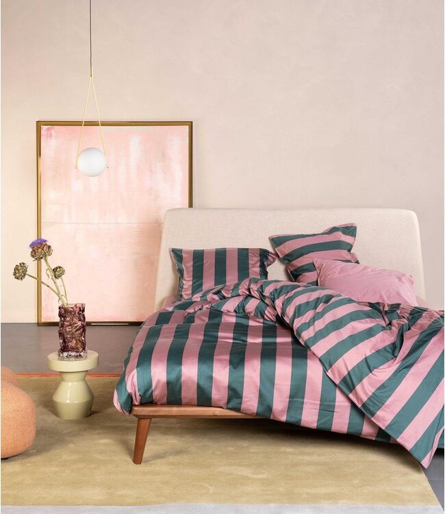 Essenza Dekbedovertrek Minte Stripe Woodrose & Dark Teal 260 x 200/220