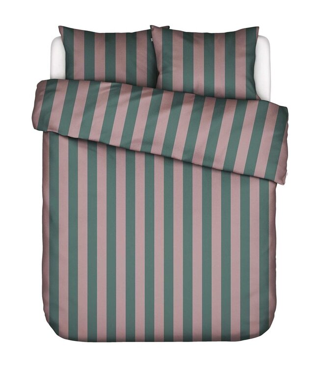Essenza Dekbedovertrek Minte Stripe Woodrose & Dark Teal 260 x 200/220