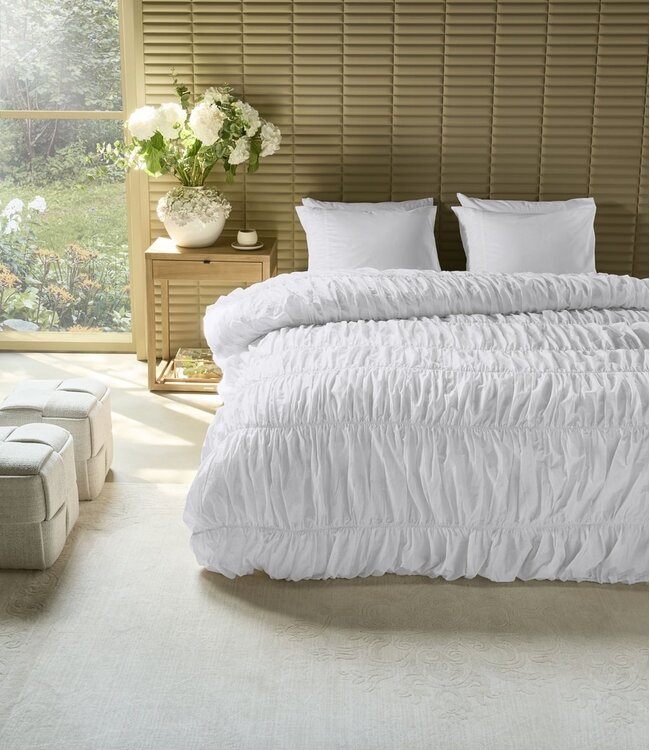 Rivièra Maison Dekbedovertrek Katoen Ruffle Wit 260 x 200/220