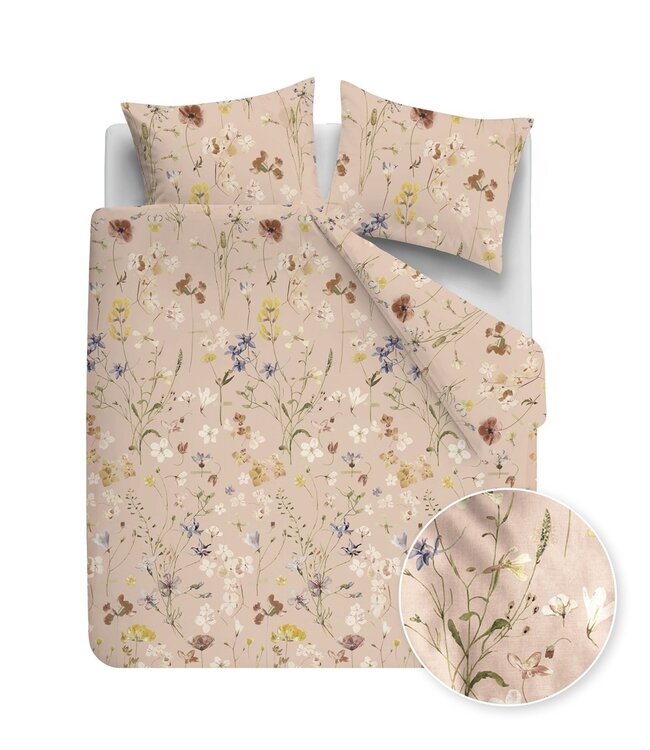 Ariadne at Home Dekbedovertrek Flanel Soft Flowers Nude