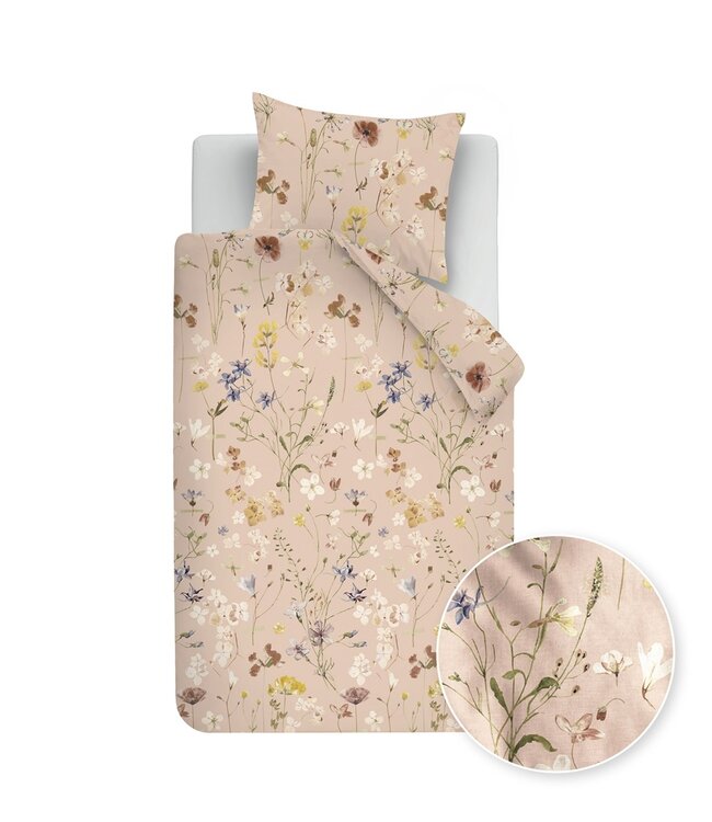 Ariadne at Home Dekbedovertrek Flanel Soft Flowers Nude