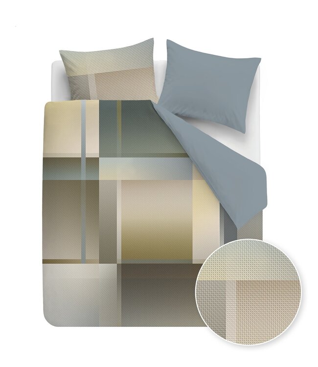 Kardol  Dekbedovertrek Satijn Cuadrado Blauw Groen 200 x 200/220