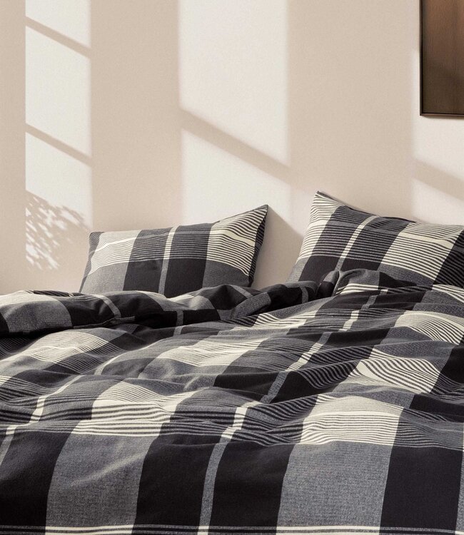 Marc O'Polo Dekbedovertrek Flanel Alvar Black