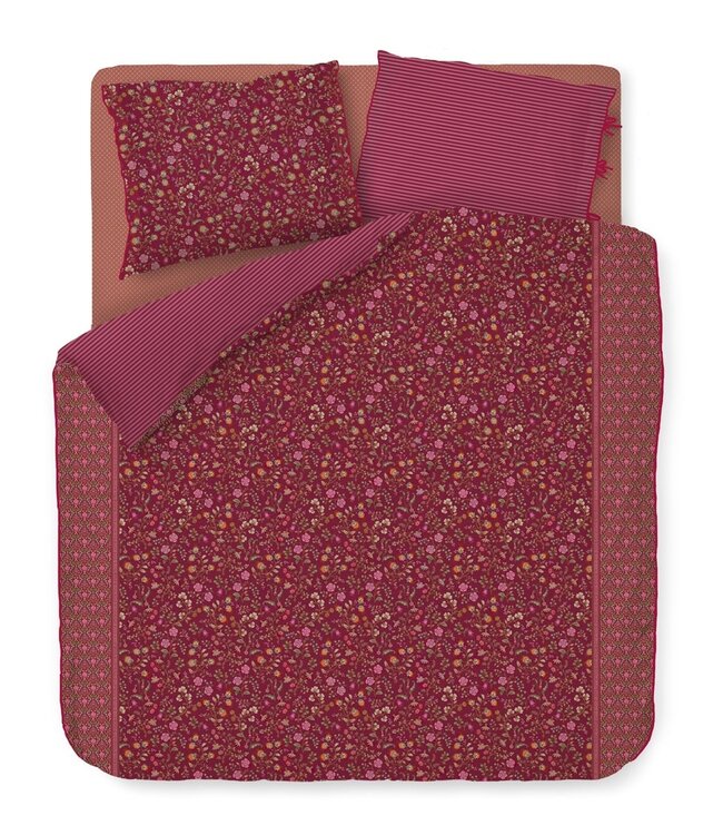 Pip Studio Dekbedovertrek katoen Flora Bangalore Donker roze 240 x 200/220