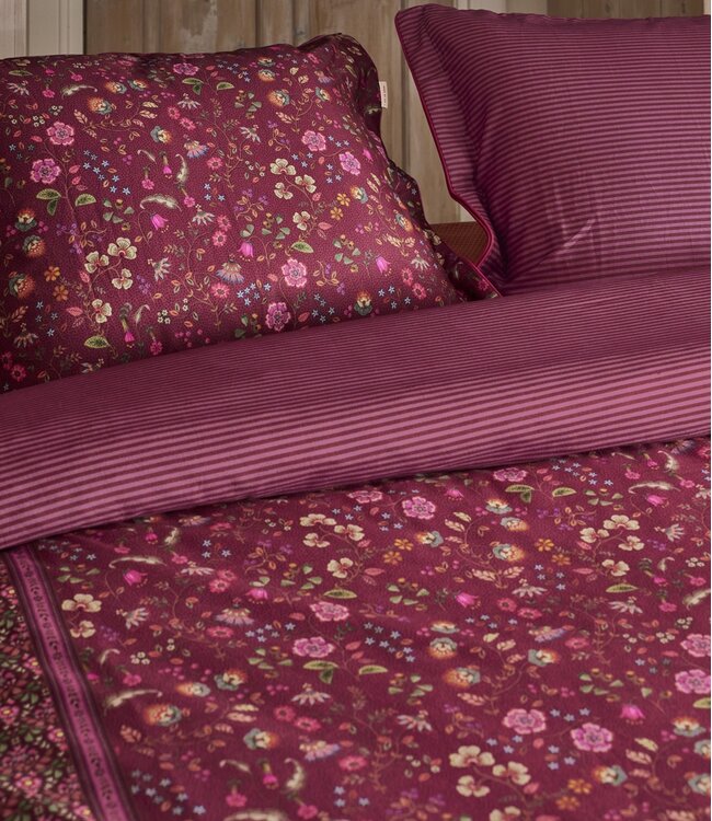Pip Studio Dekbedovertrek katoen Flora Bangalore Donker roze 140 x 200/220