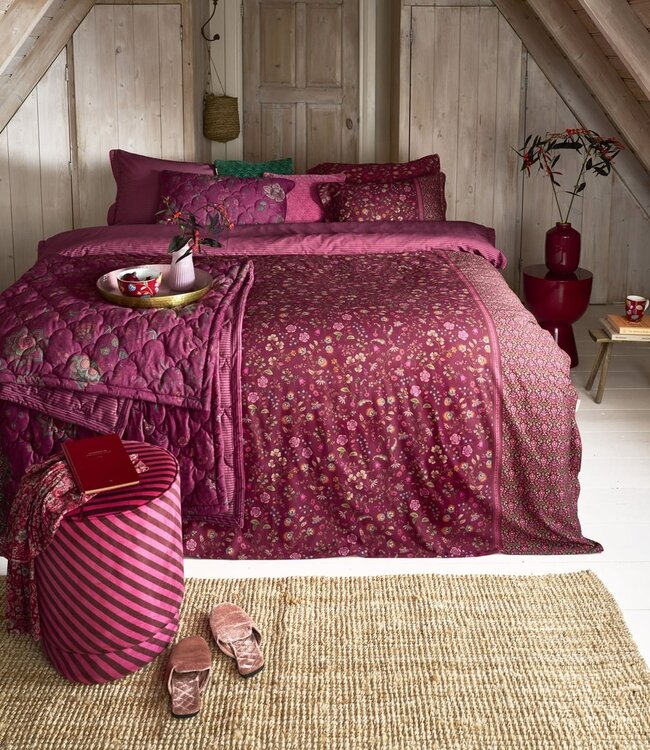 Pip Studio Dekbedovertrek katoen Flora Bangalore Donker roze 260 x 200/220