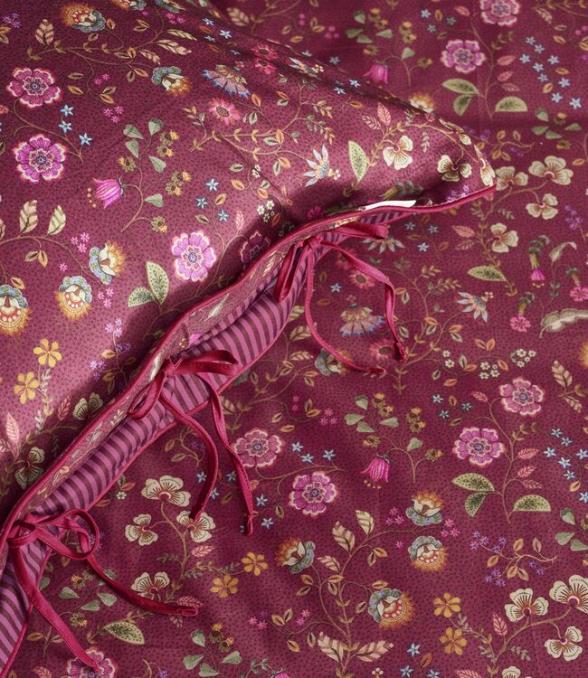 Pip Studio Dekbedovertrek katoen Flora Bangalore Donker roze 200 x 200/220