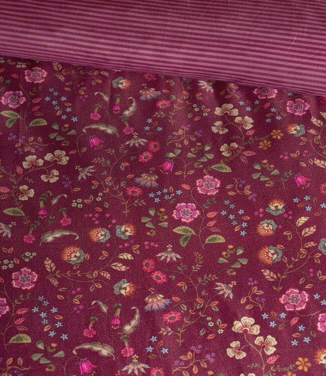 Pip Studio Dekbedovertrek katoen Flora Bangalore Donker roze 200 x 200/220