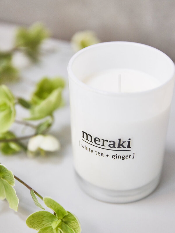 Meraki Scented  Candle White Tea & Ginger 3. The Scandinavian Garden scented candle is made of soy wax and is a 100% natu...