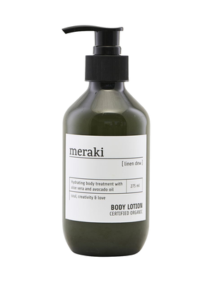 Bodylotion Linen Dew. Hydrateer en verzorg de huid met een heerlijke bodylotion van Meraki. De gecertificeerde biologisch...