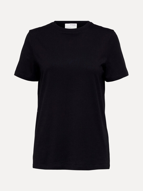 Selected T-Shirt Basic 2. Black is always a good idea! Dit zwarte basic T-shirt combineert een tijdloze kleur met een ron...