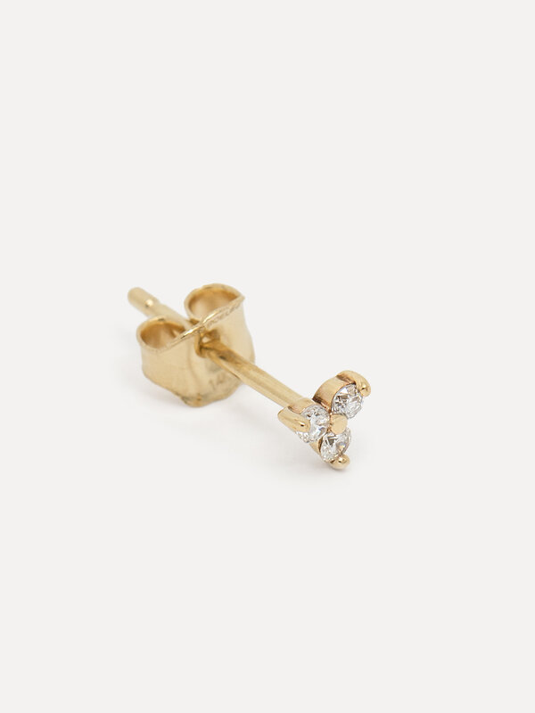 Les Soeurs 14K Earring Joe Triple Diamond 1. This adorable 14K gold stud stud features a trio of cubic diamond gemstones ...