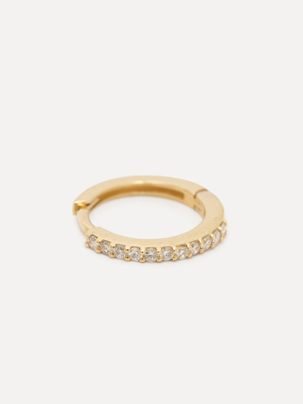 Les Soeurs 14K Earring Jeff Diamond 1. A perfect example of timeless elegance, this huggie is crafted from 14k gold and f...