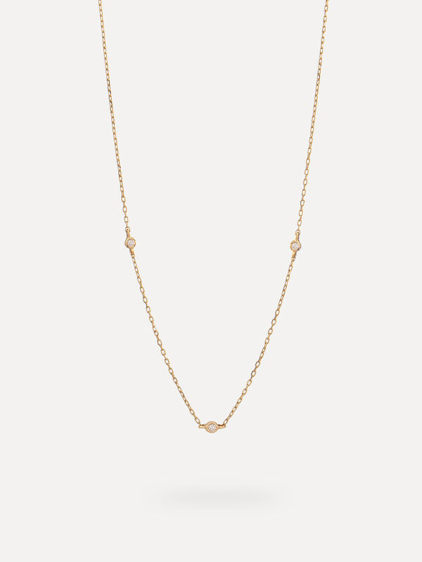 Les Soeurs 14K Necklace Rey Triple Diamond 3. This dainty 14k gold necklace with sparkling diamond accents will take you ...