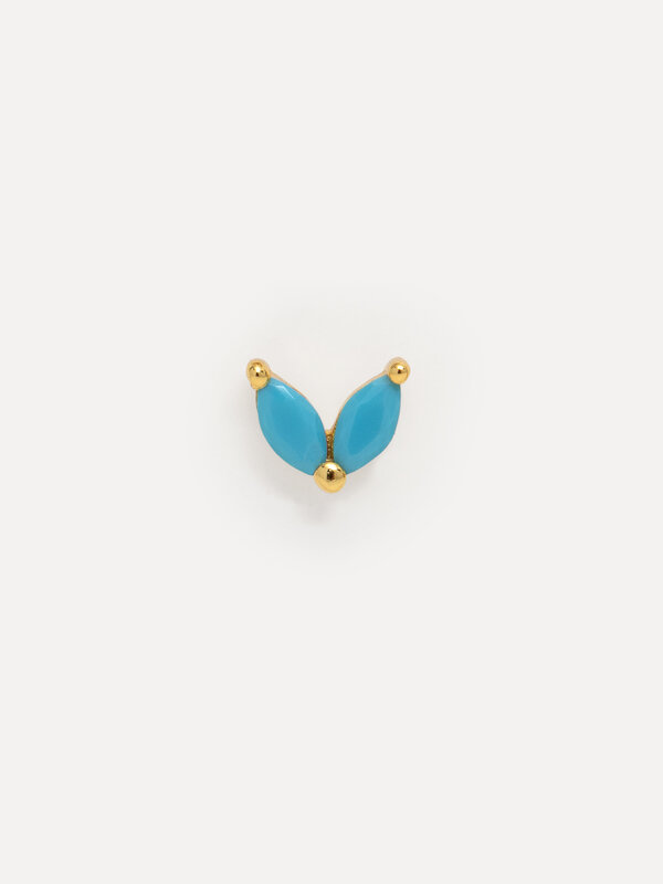 Les Soeurs Earring Jolie Double Leaf 2. This small Double Leaf earring with a blue zirconia stone is beautiful and will a...