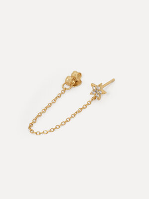Earring Cora Strass Chain. Catch light from every angle. Starting with a sparkly star stud, followed by a delicate neckla...