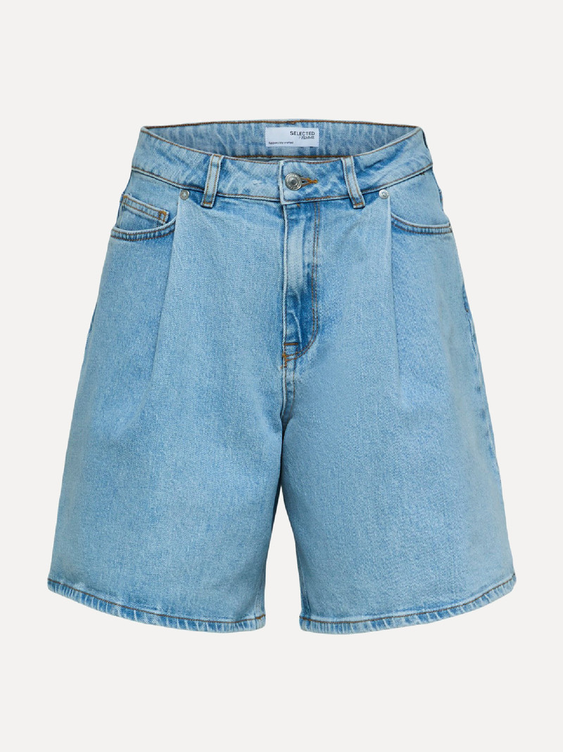 Selected High-waisted denim Shorts Gry
