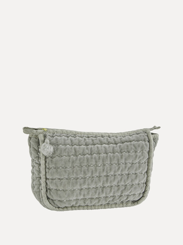 Madam Stoltz Quilted Velvet Toilet Bag 1. Crafted from cotton velvet in a classic hue, this quilted make-up pouch will ma...