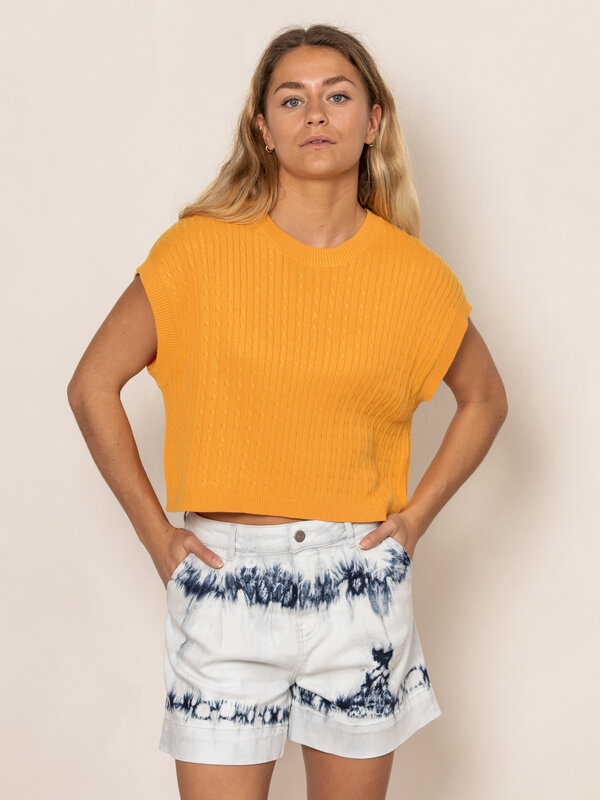 Les Soeurs Cable Knit Top Charlie 1. Add some texture to your look with a knit top. This knitted top is designed in a sle...