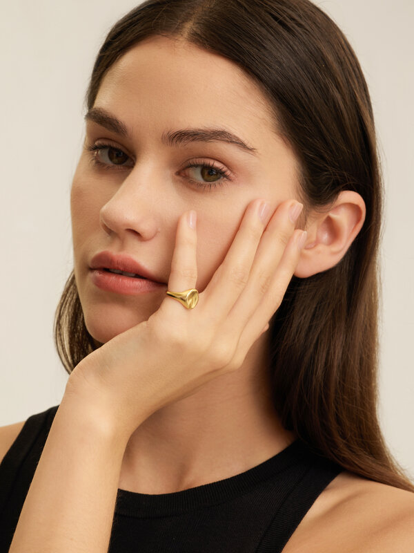 Les Soeurs Pinky Ring Ginette Oval 2. This signet ring with a vintage gold color is the secret ingredient for a contempor...