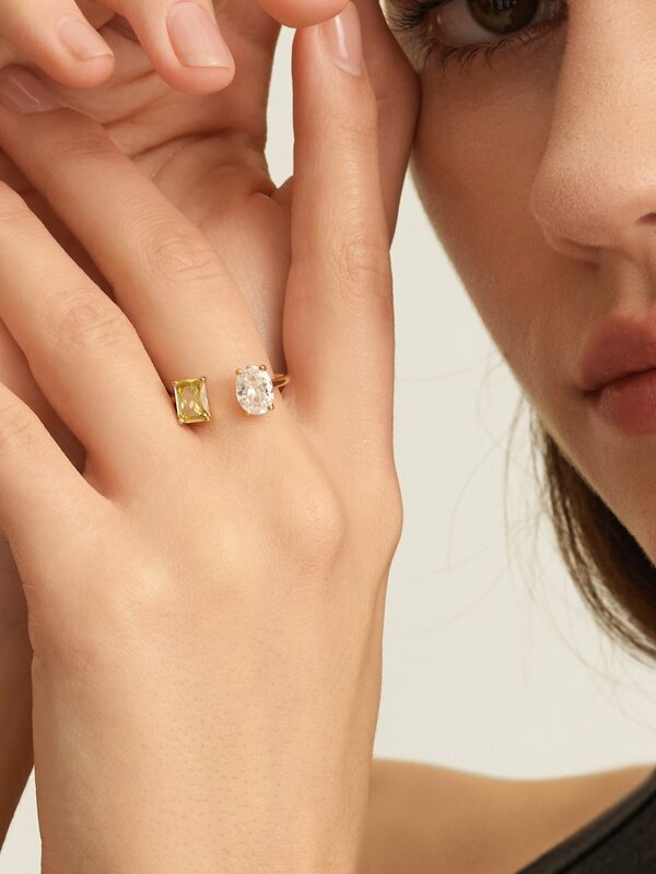 Les Soeurs Ring Gioia Double Gem 2. Once you've worn this ring, you won't be able to live without it. This open ring is c...