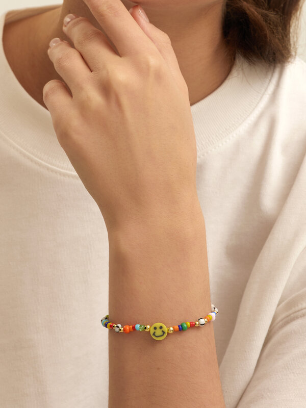 Les Soeurs Bracelet Elies Smiley 3. Colorful beads make this smiley bracelet a playful piece that can be worn on its own ...