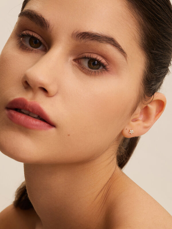 Boucles D'oreilles Longues Femme Avec Motifs Fleurs Et Strass - Neuf Sans Emballage