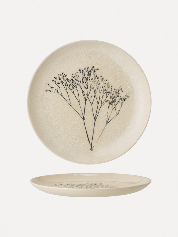 Bloomingville Stoneware plate with flowers Bea 3. The Bea plate is a beautiful plate in a natural colour, decorated with ...