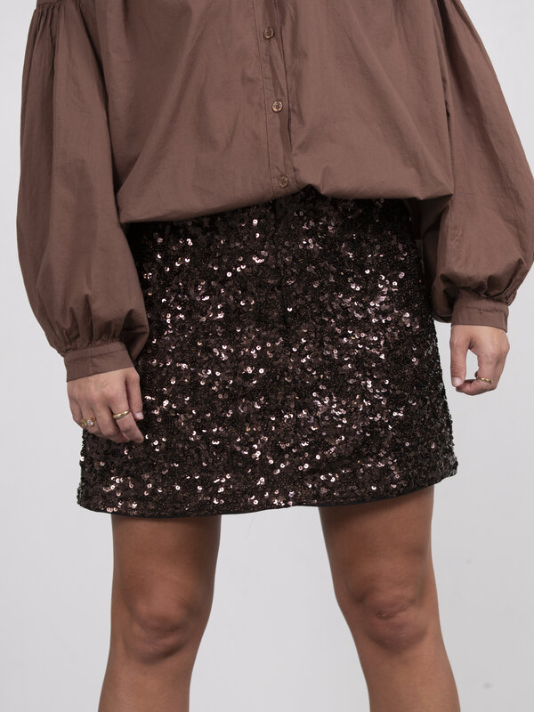 Selected Sequin mini skirt Mallie 2. This sequin mini skirt is your new plus one for special occasions. It’s covered in s...