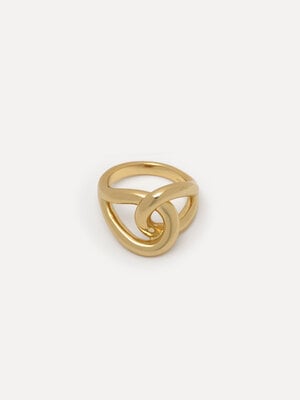 Ring Claire Knot. Twee banden kruisen elkaar in perfecte symmetrie om deze eenvoudig verbluffende knoop te vormen. Bedekt...