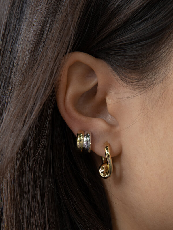 Les Soeurs Earring Ferdi Double Huggie 2. For the best of both worlds, try these huggie hoop earrings for a mixed metal m...