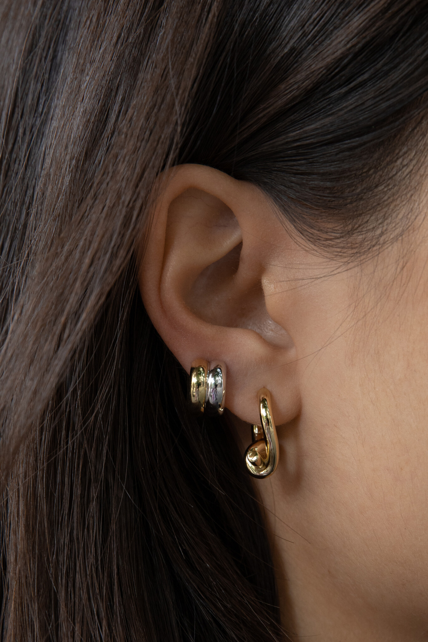 Les Soeurs Earring Ferdi Double Huggie 2. For the best of both worlds, try these huggie hoop earrings for a mixed metal m...